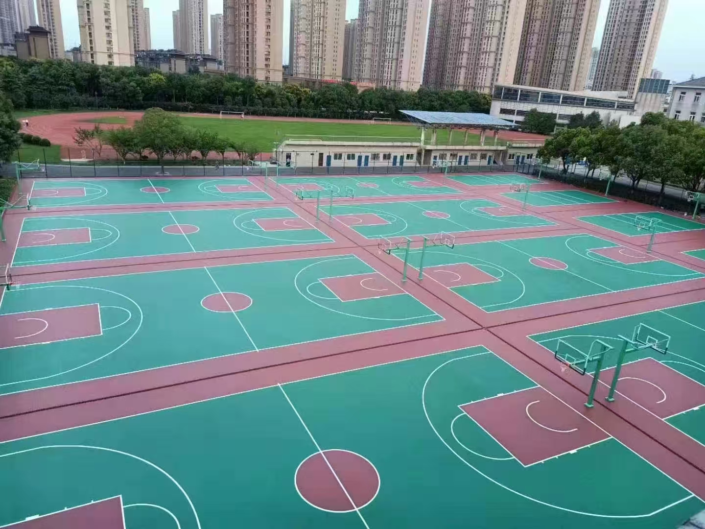 运城市硅pu篮球场塑胶跑道 - 价格
